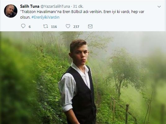 Türkiye 15 yaşındaki Trabzonlu kahraman için ayakta!